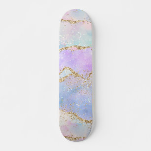 Hübsch Pastel Agate Gold Glitzer Vein Watercolor Skateboard