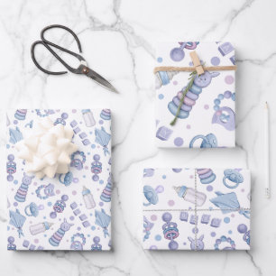Hübsch Pastel Blue Baby Boy Geschenkpapier Set
