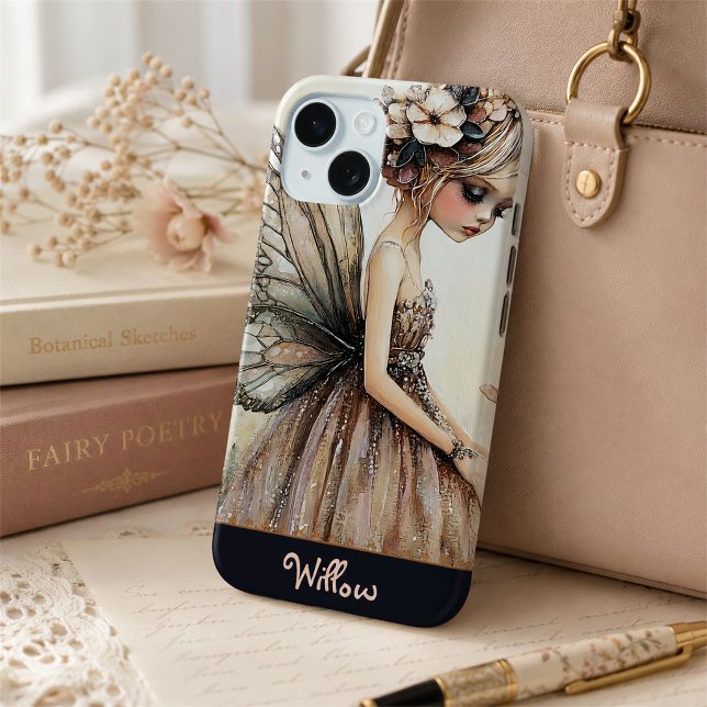 Hübsch Pastel Pink Blütenbraun Personalisiert Case-Mate iPhone Hülle (Von Creator hochgeladen)