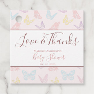 Hübsch Pastel Pink Butterfly Babydusche Danke Geschenkanhänger