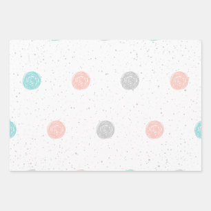 Hübsch Pastel Polka Dot Geschenkpapier Set