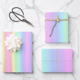 Hübsch Pastel Rainbow Gradient Geschenkpapier Set