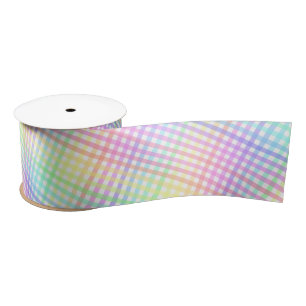 Hübsch Pastel Rainbow Kariert Gingham Pattern Satinband