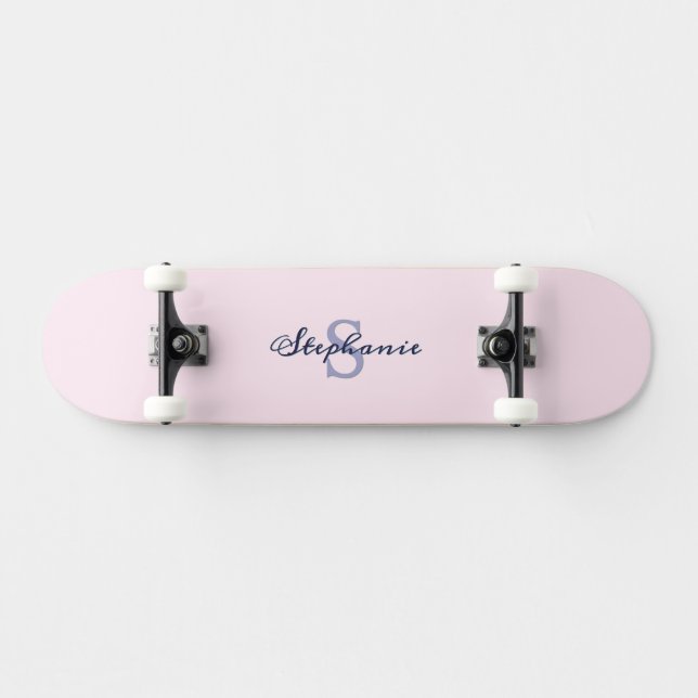 Hübsch Pastel Rosa Elegant Einfach Niedlich Mit Mo Skateboard (Horizontal)