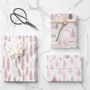 Hübsch Pastell Pink Weihnachten Geschenkpapier Set