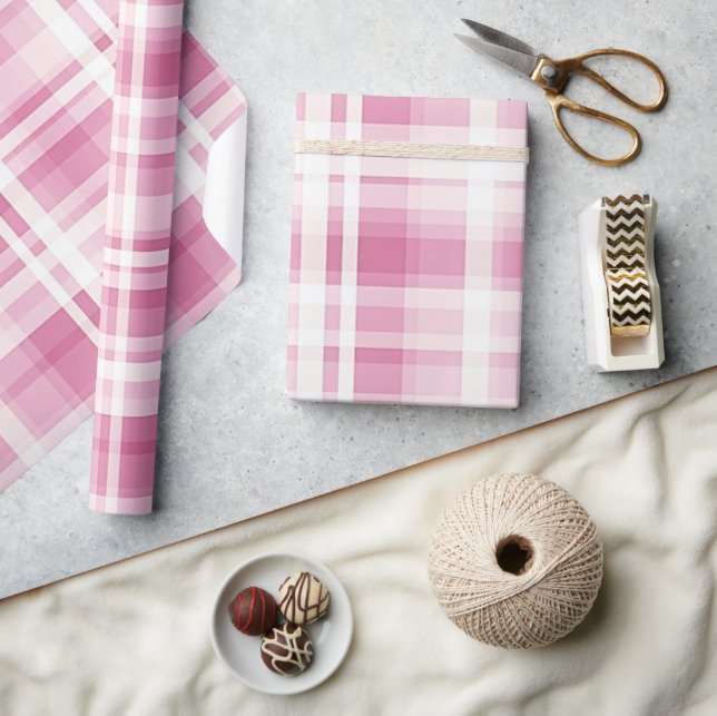 Hübsch Pastellrosa Kariert Geschenkpapier (Kunsthandwerk)