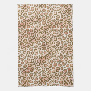 Hübsch Peach Brown Leopard Print Geschirrtuch