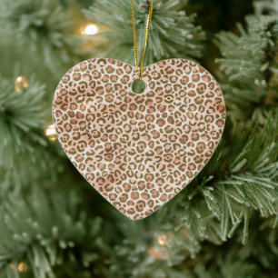 Hübsch Peach Brown Leopard Print Keramik Ornament