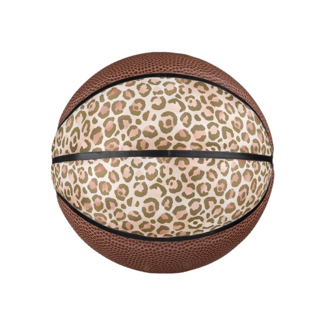 Hübsch Peach Brown Leopard Print Mini Basketball (Vorderseite)
