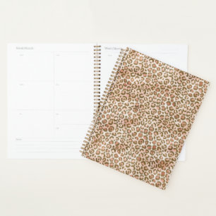 Hübsch Peach Brown Leopard Print Planer