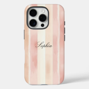 Hübsch Peach Pink Creme Streifen iPhone 16 Pro Hülle