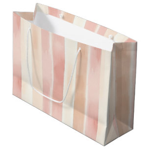Hübsch Peach Pink Creme Streifen Große Geschenktüte
