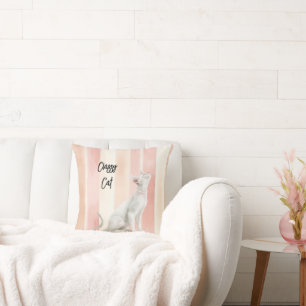 Hübsch Peach Pink Creme Streifen Kissen