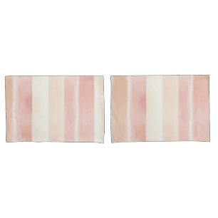 Hübsch Peach Pink Creme Streifen Kissenbezug