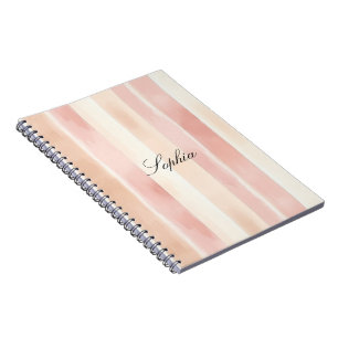 Hübsch Peach Pink Creme Streifen Notizblock
