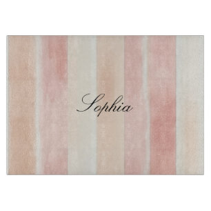 Hübsch Peach Pink Creme Streifen Schneidebrett