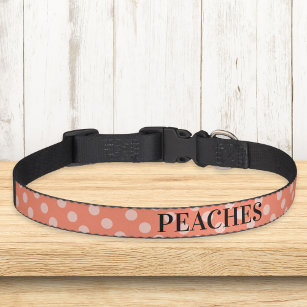 Hübsch Peach Polka Dot Muster Retro Personalisiert Haustierhalsband