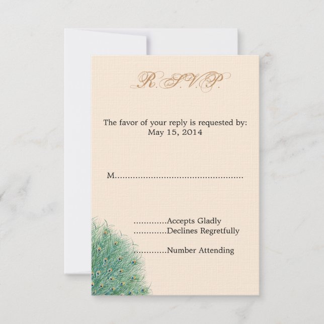 Hübsch Peacock Feathers UAWG RSVP Karte (Vorderseite)
