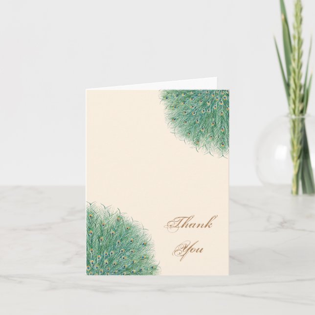 Hübsch Peacock Feathers Vielen Dank Dankeskarte (Vorderseite)