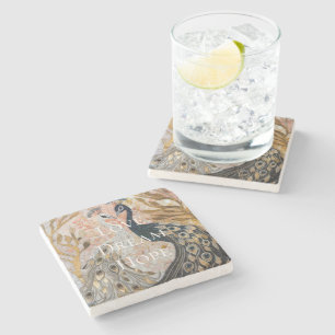 Hübsch Peacock Pink Gold Glam Steinuntersetzer