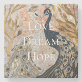 Hübsch Peacock Pink Gold Glam Steinuntersetzer