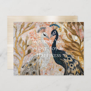 Hübsch Peacock Pink Gold Weihnachten Postkarte