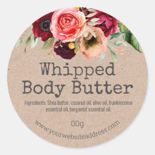 Hübsch Peony Bouquet hausgemachte Body Butter Labe Runder Aufkleber