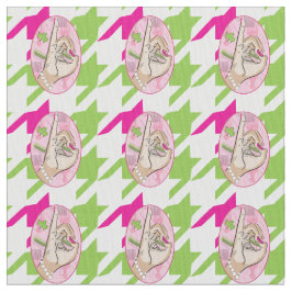 Hübsch Perfektes rosa und grünes Hahnentrittmuster Stoff