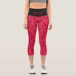 Hübsch | PERSONALISIERT | Crimson Red | Blumendruc Capri Leggings