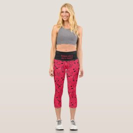 Hübsch | PERSONALISIERT | Crimson Red | Blumendruc Capri Leggings