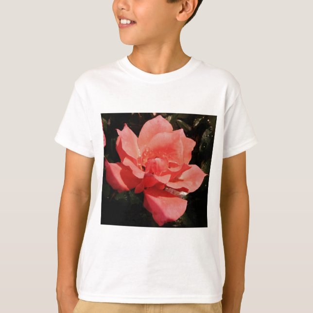 Hübsch Pfirsiche Rosa Rose T-Shirt (Vorderseite)