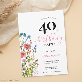 Hübsch Pink 40. Geburtstag Party Einladung