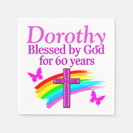 HÜBSCH PINK 60. PERSONALISIERTE CHRISTLICHE NAPKIN SERVIETTE