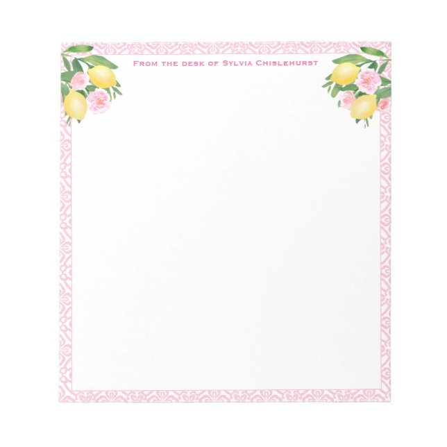 Hübsch Pink Amalfi Lemons | vom Schreibtisch Notizblock (Vorderseite)