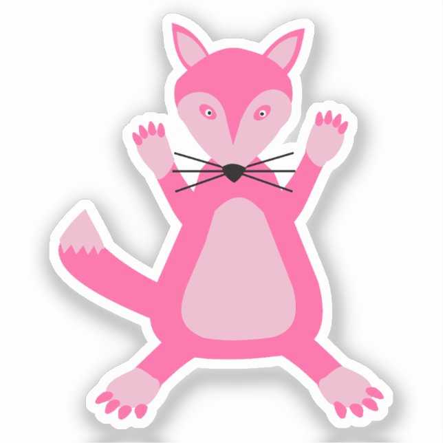 Hübsch Pink Baby Fox Aufkleber (Vorderseite)