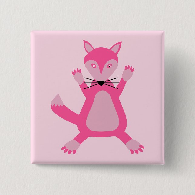 Hübsch Pink Baby Fox Button (Vorderseite)