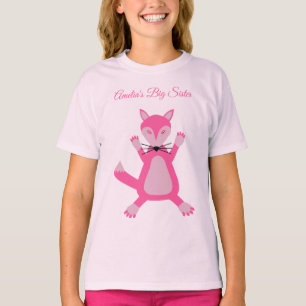Hübsch Pink Baby Fox Custom Big Sister T-Shirt