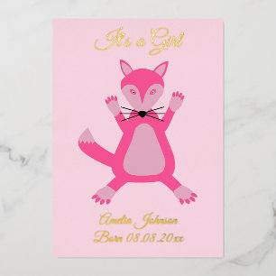 Hübsch Pink Baby Fox Custom Folien Feiertagskarte
