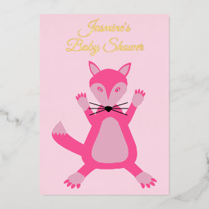 Hübsch Pink Baby Fox Custom Folieneinladung