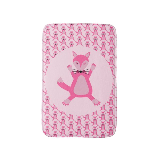Hübsch Pink Baby Fox Gemustert Badematte (Vorderseite Vertikal)