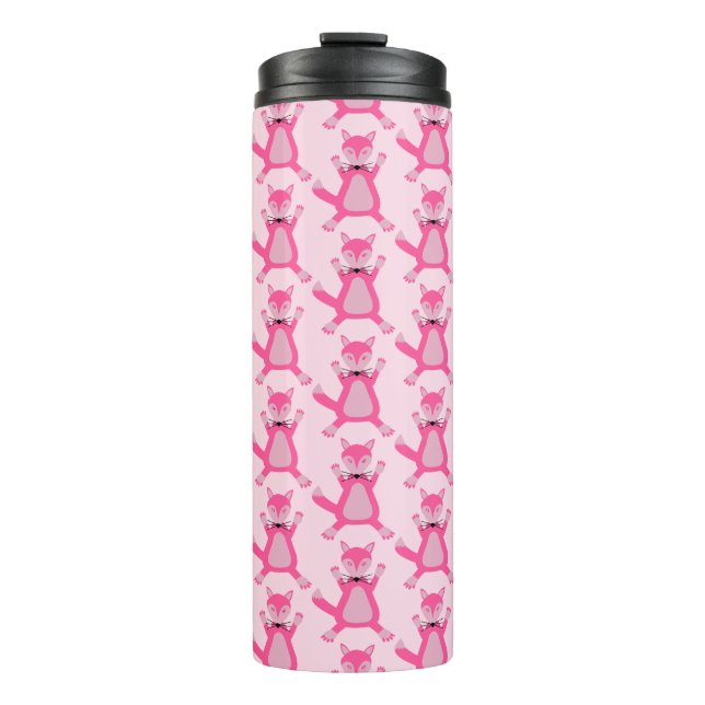 Hübsch Pink Baby Fox Gemustert Thermosbecher (Vorderseite)
