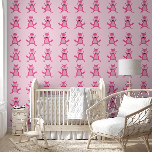 Hübsch Pink Baby Fox Tapete (Kinder)
