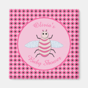 Hübsch Pink Baby Girl Bee Baby Dusche Magnet