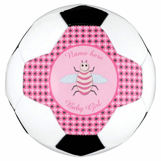 Hübsch Pink Baby Girl Bee Custom Fußball (Vorderseite)