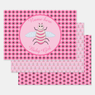 Hübsch Pink Baby Girl Bee Custom Geschenkpapier Set