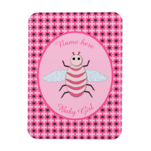 Hübsch Pink Baby Girl Bee Custom Magnet