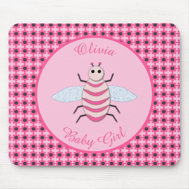 Hübsch Pink Baby Girl Bee Custom Mousepad (Vorne)