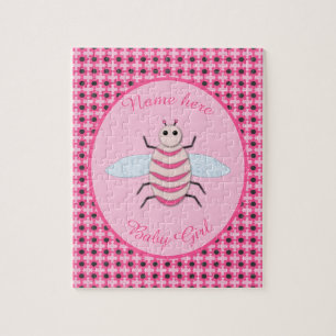 Hübsch Pink Baby Girl Bee Custom Puzzle