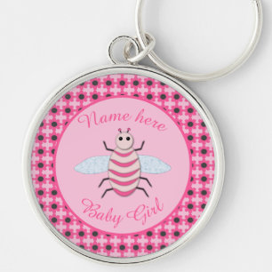 Hübsch Pink Baby Girl Bee Custom Schlüsselanhänger