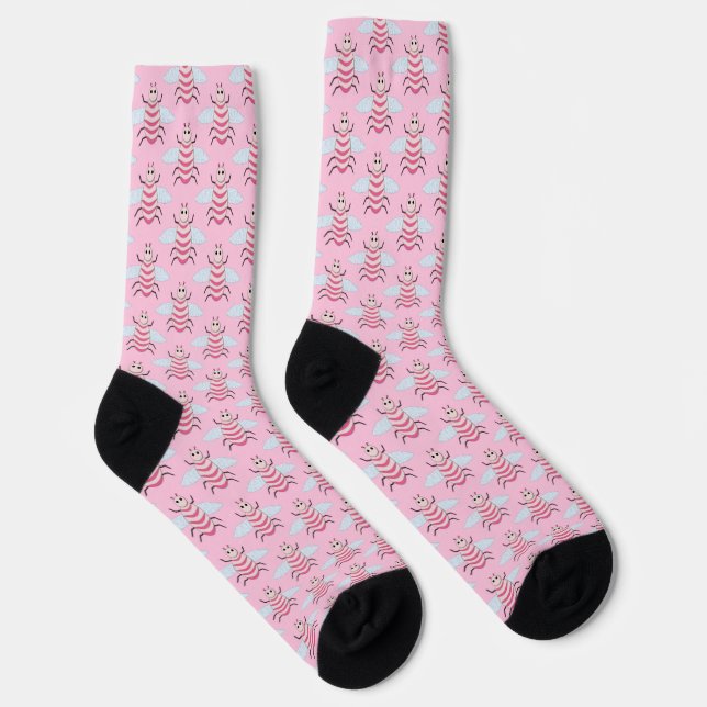 Hübsch Pink Baby Girl Bee Gemustert Socken (Rechts)